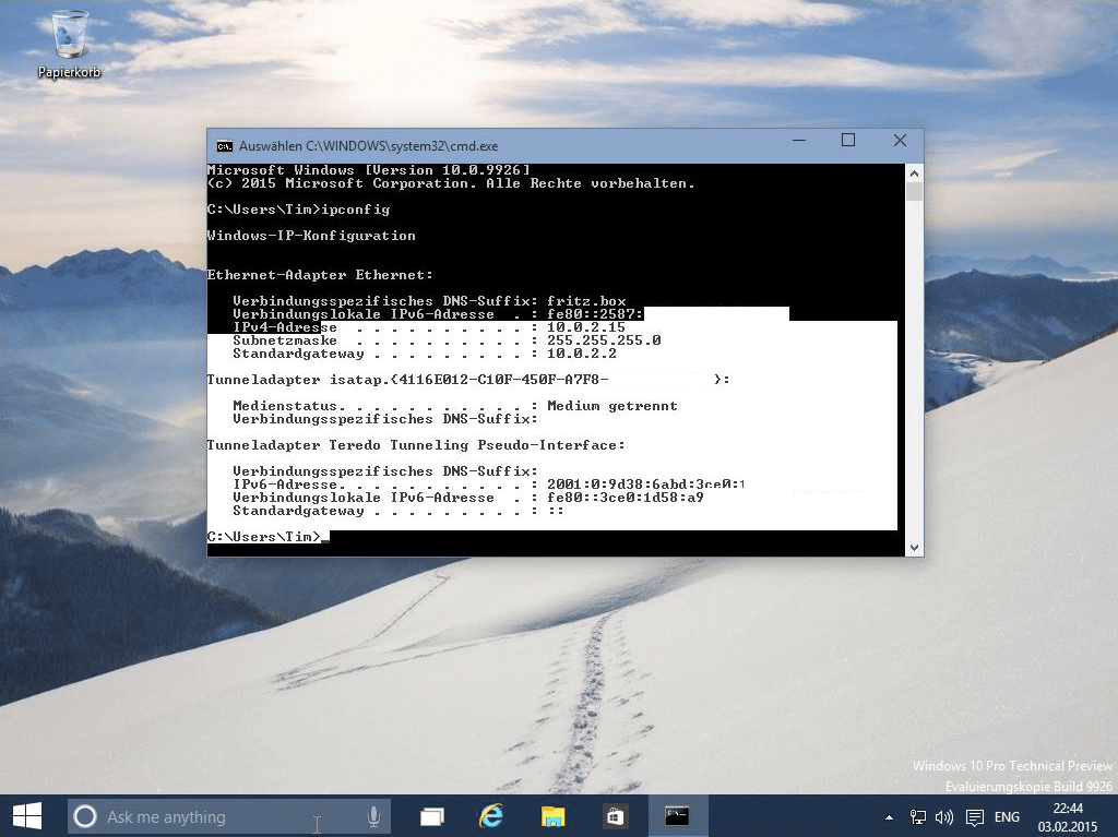 Konsole unter Windows 10