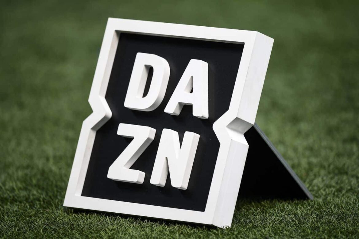 DAZN logo is seen prior to the Serie A football match between FC Internazionale and Hellas Verona. FC Internazionale wo