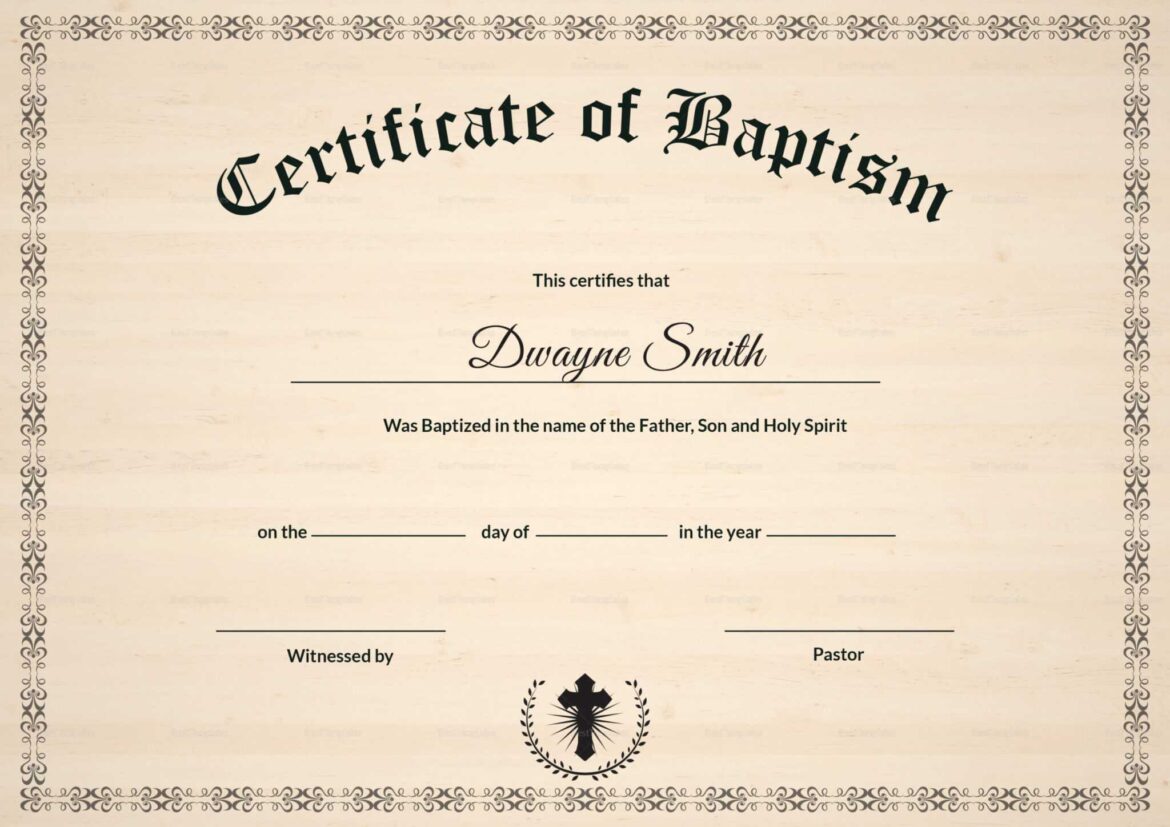 Baptism Certificate Template throughout Baptism Certificate Template Download